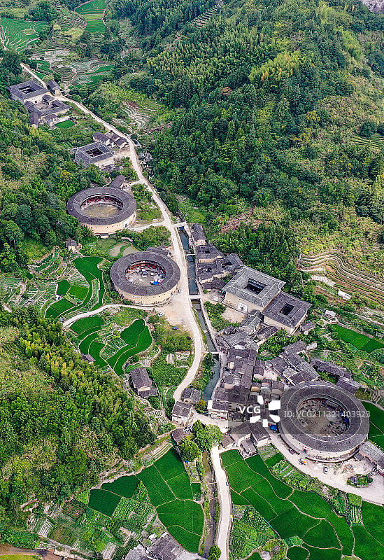 世界文化遗产福建土楼之河坑土楼群图片素材