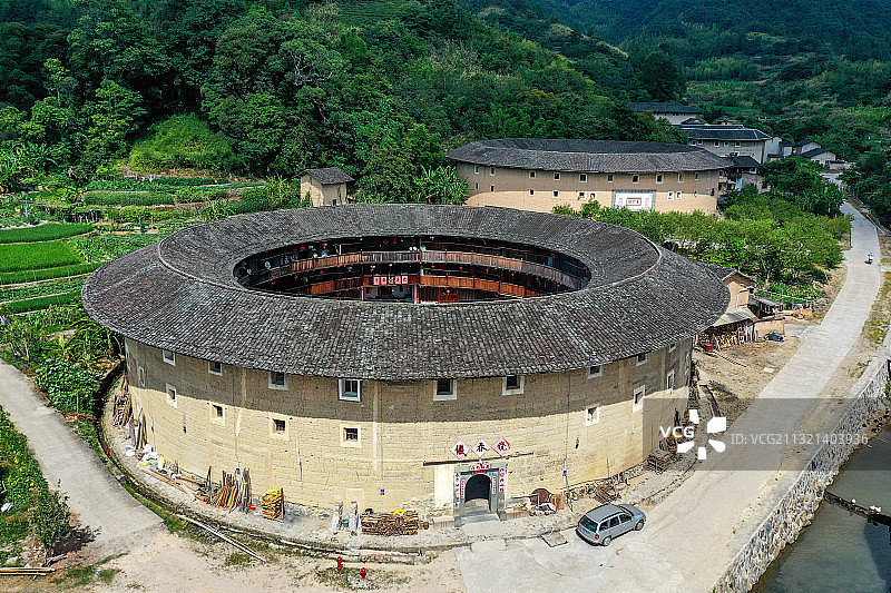 世界文化遗产福建土楼之河坑土楼群图片素材