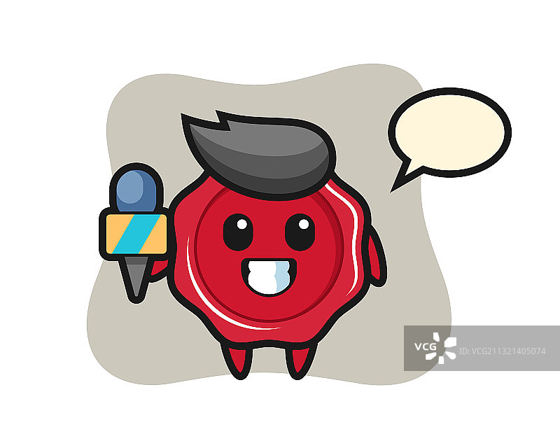 封蜡角色吉祥物新闻记者图片素材