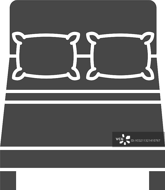 双人床带枕头轮廓图标俯视图图片素材