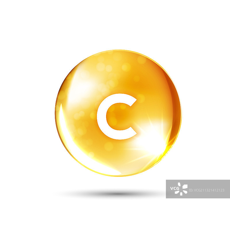 维生素C金色发光药剂滴剂图标图片素材