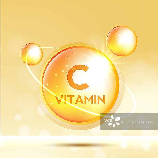 维生素C金色发光药剂滴剂图标图片素材