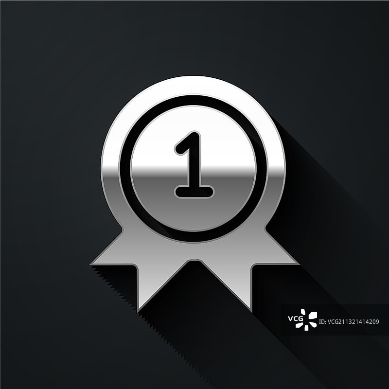 黑色背景上的银牌图标图片素材