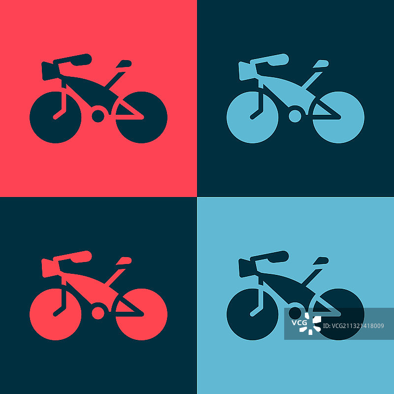彩色背景上的波普艺术自行车图标图片素材