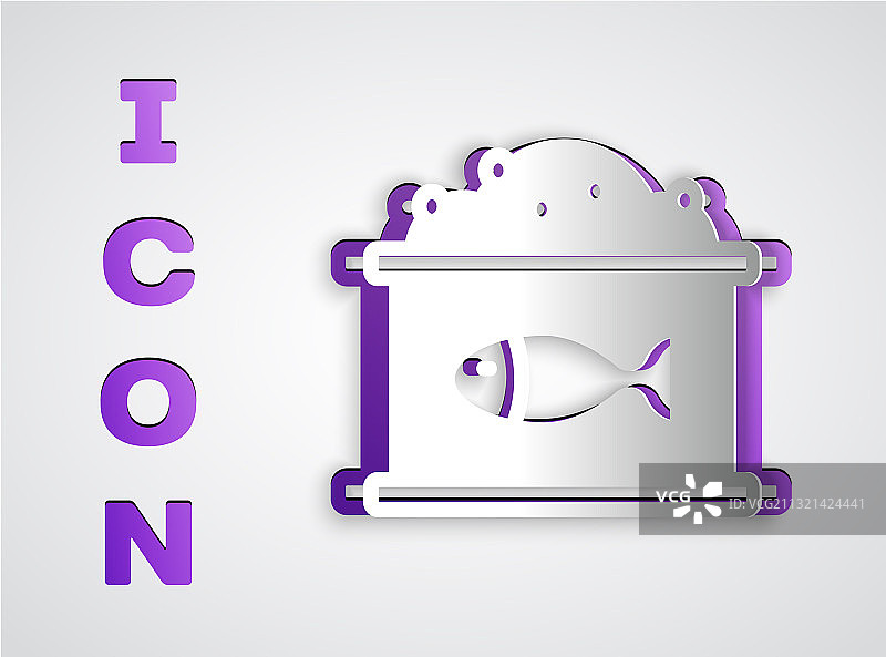 剪纸风格的鱼子酱罐头图标图片素材