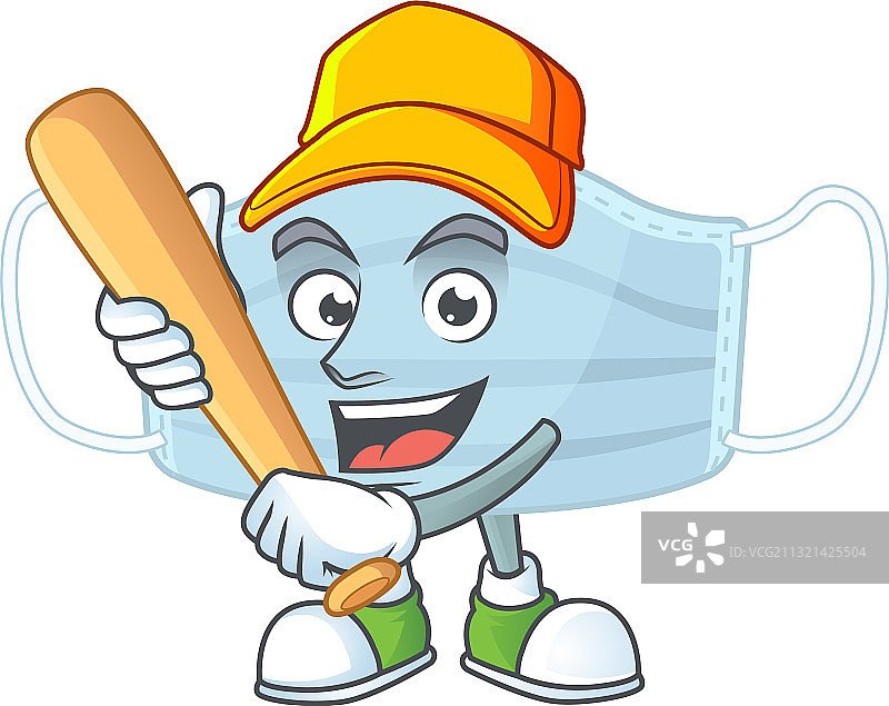 卡通手术口罩与棒球棍设计图片素材