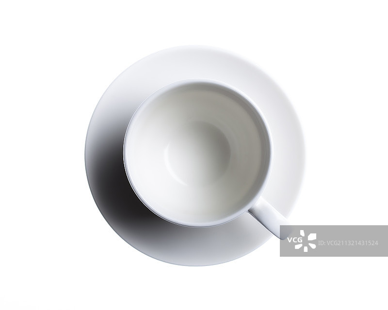 白色背景上的空杯子俯视图图片素材