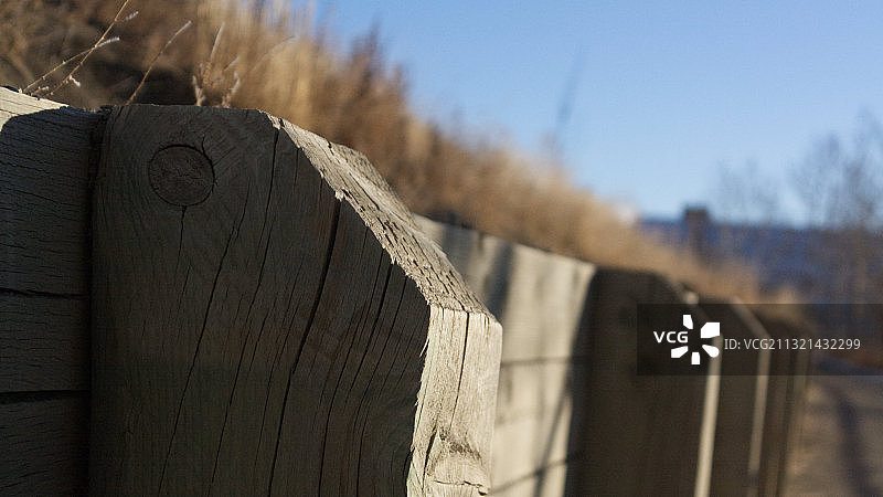 田野木栅栏特写图片素材
