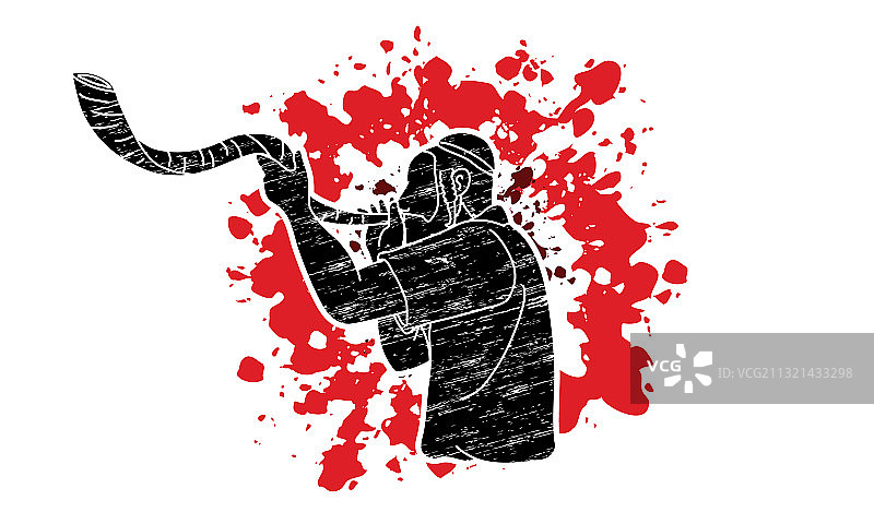 犹太人在节日中吹响号角图片素材