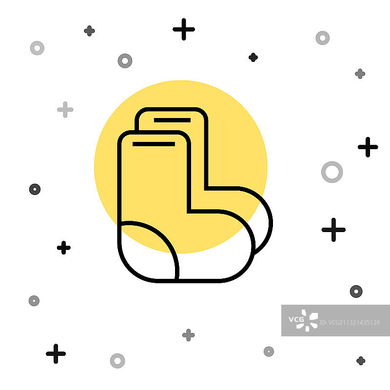 黑色线条毡靴图标白色背景图片素材