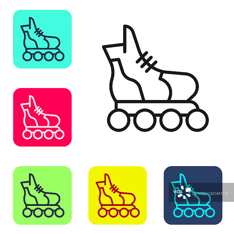 白色背景上的黑色滚轴溜冰鞋图标图片素材