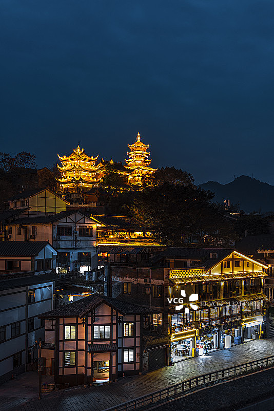 重庆磁器口古镇夜景图片素材