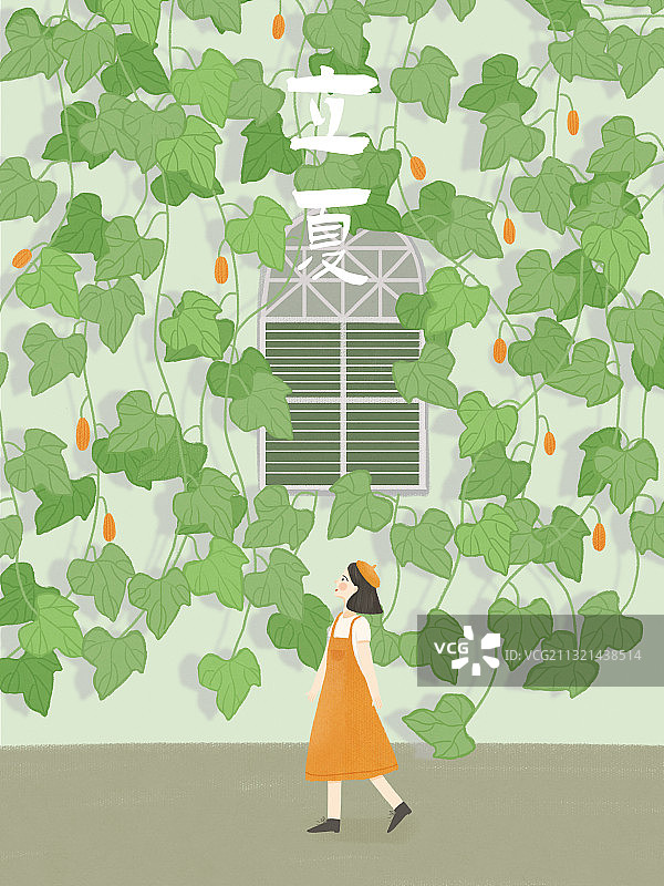 立夏小女孩藤蔓图片素材