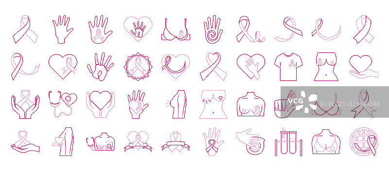 乳腺癌防治月丝带与女性胸部图片素材