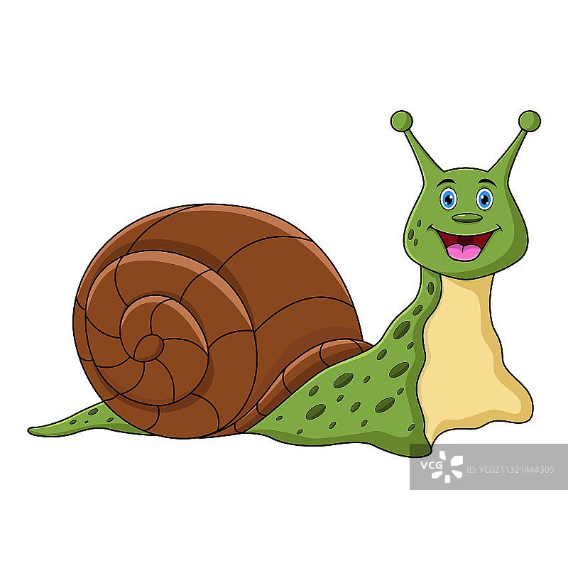 白色背景上的可爱卡通蜗牛图片素材