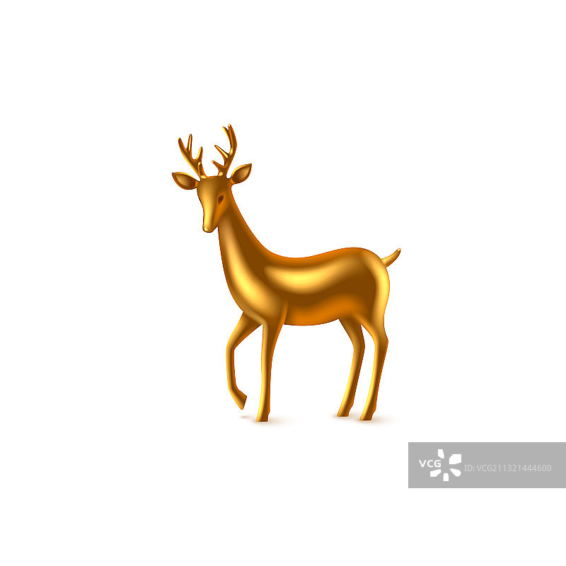 逼真3D金色金属鹿图片素材