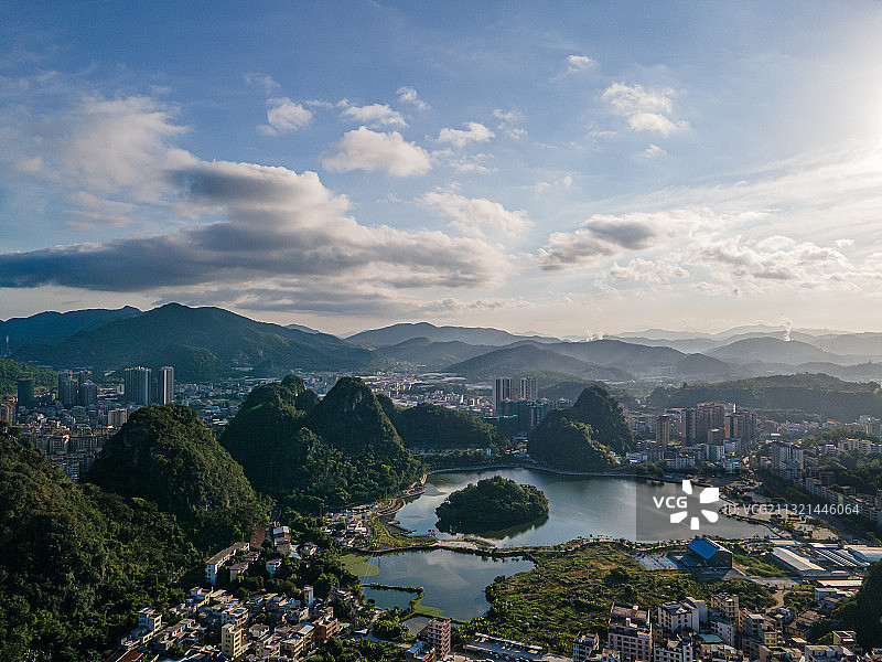 广东省云浮市城市航拍风光图片素材