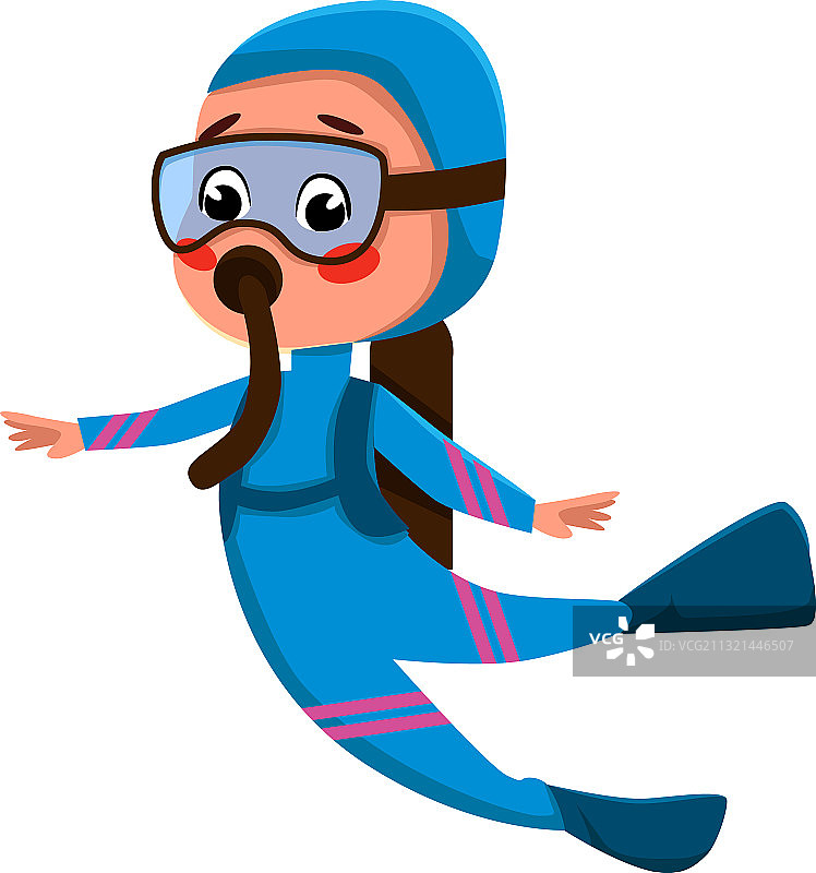 穿着潜水服的儿童潜水员角色图片素材