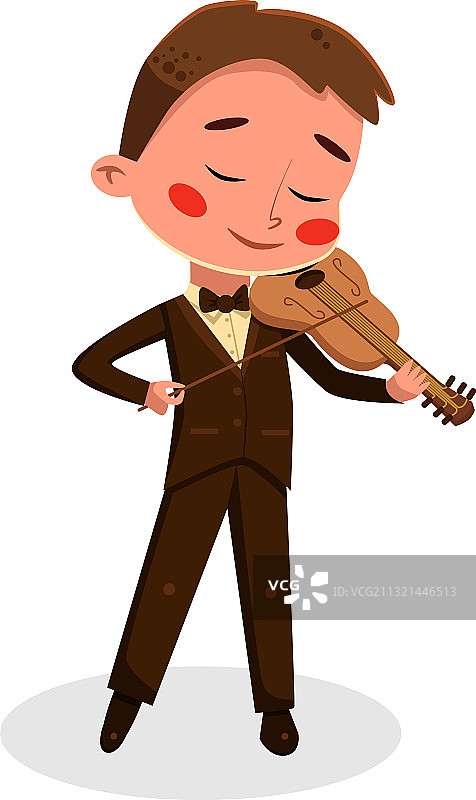 男孩音乐家演奏小提琴儿童爱好图片素材