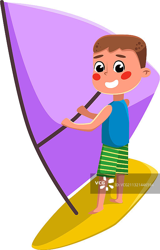 男孩在海上玩帆板运动图片素材