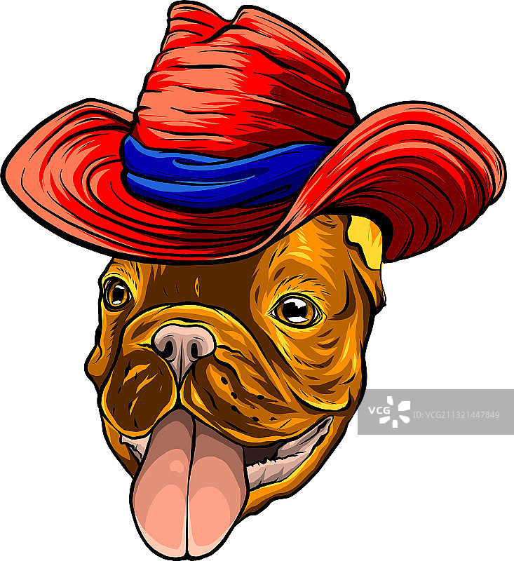 戴墨西哥帽的斗牛犬肖像图片素材