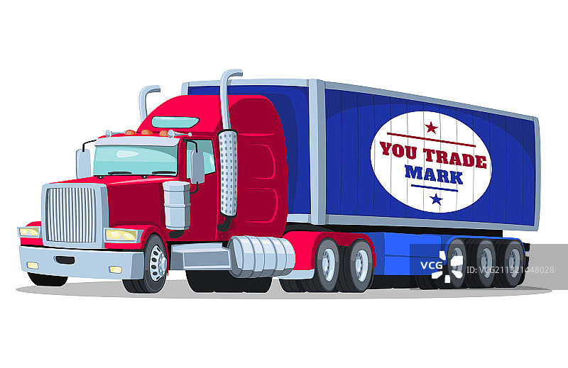 美式带等温半挂车的半挂卡车图片素材