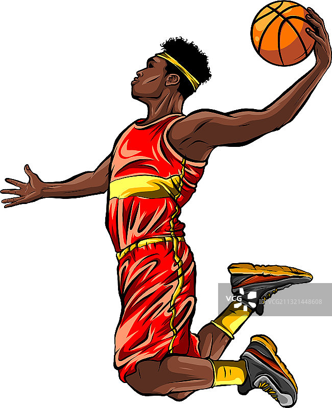 扁平化设计篮球运动员扣篮图片素材