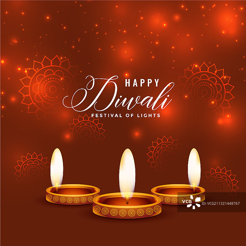 闪亮快乐的排灯节油灯背景图片素材