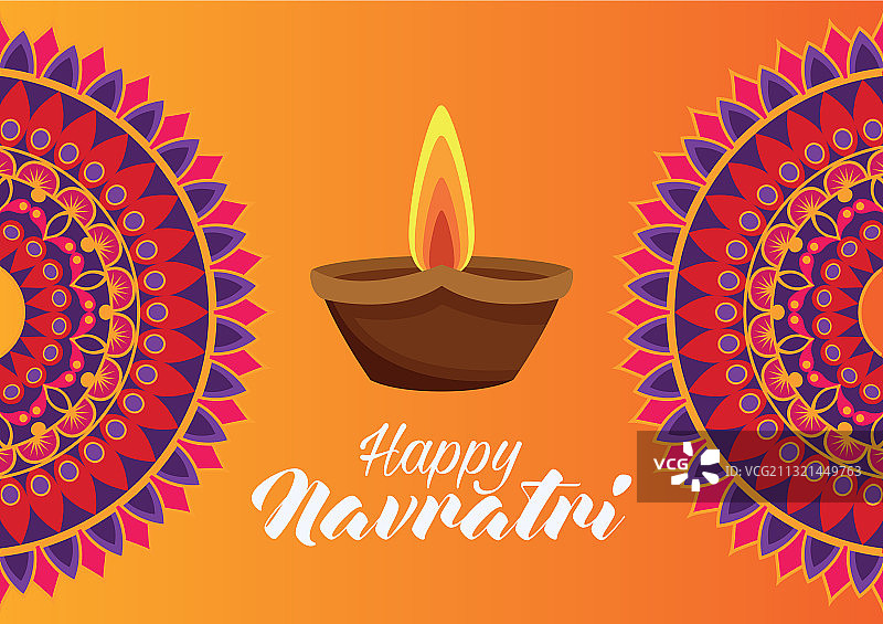 Navratri节庆贺卡与蜡烛图片素材