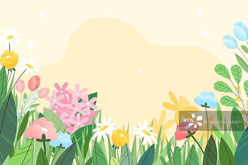 卡通春季春天节气骑单车儿童春游出游风景自然风光渐变矢量插画图片素材