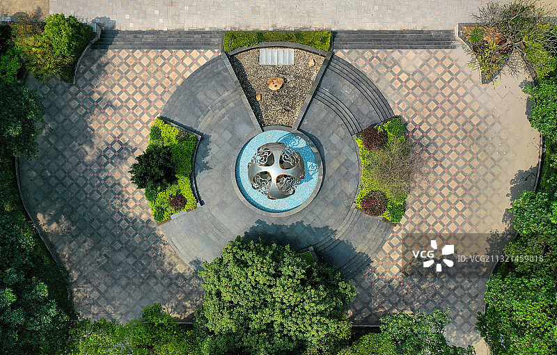 广东省东莞市桥头镇莲湖公园航拍图片素材