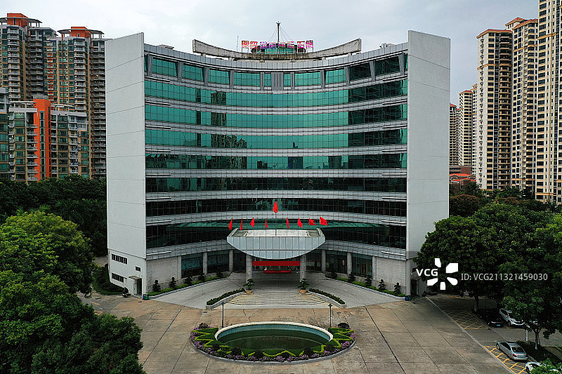 广东省东莞市石龙镇金沙湾广场石龙镇政府航拍图片素材