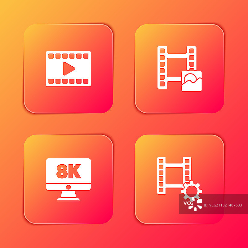 8K视频播放监视器图标素材图片素材