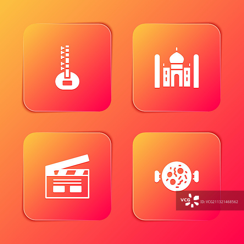 西塔琴、泰姬陵与宝莱坞印度电影图片素材