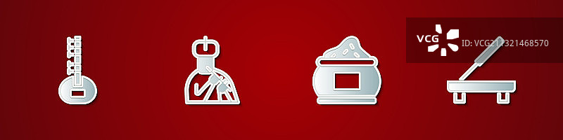 印度男子弹奏西塔琴长笛香料合集图片素材