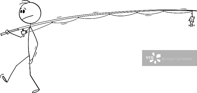 卡通男人或渔夫拿着大的或长的物品图片素材