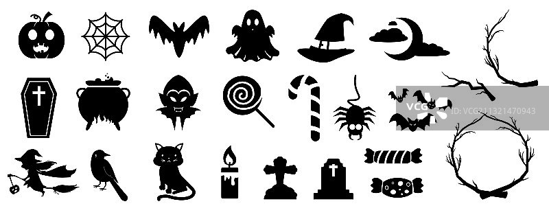 万圣节图标剪影集图片素材