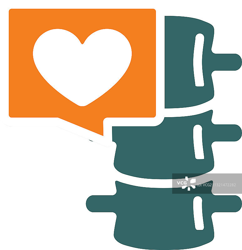 聊天气泡中的心脏脊柱彩色图标图片素材