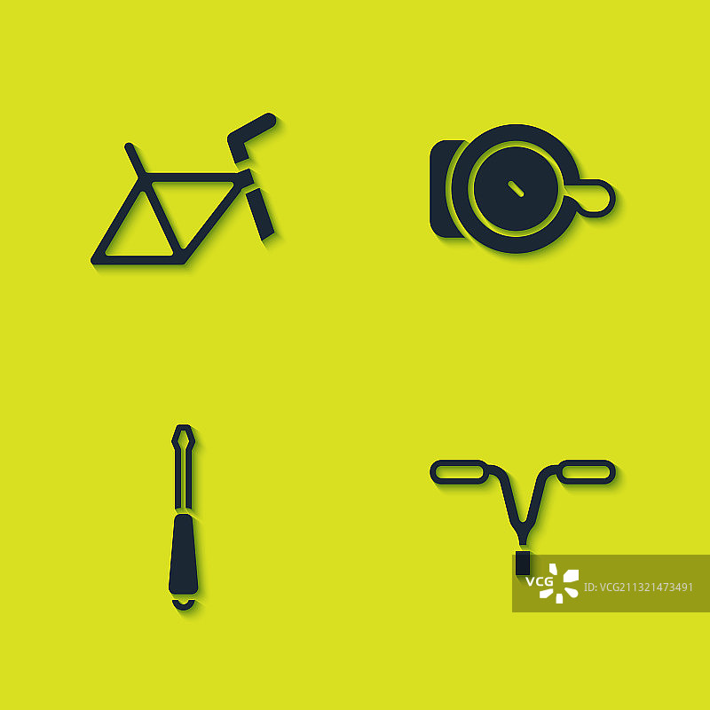 自行车车架、车把、螺丝刀和车铃图片素材