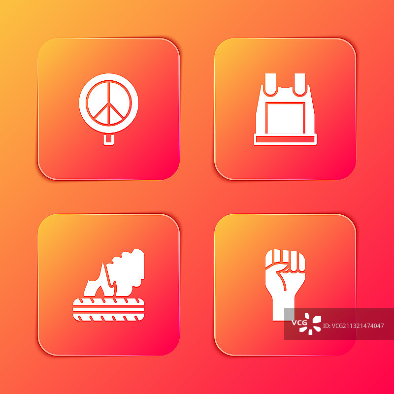 和平、防弹背心、燃烧的轮胎图片素材