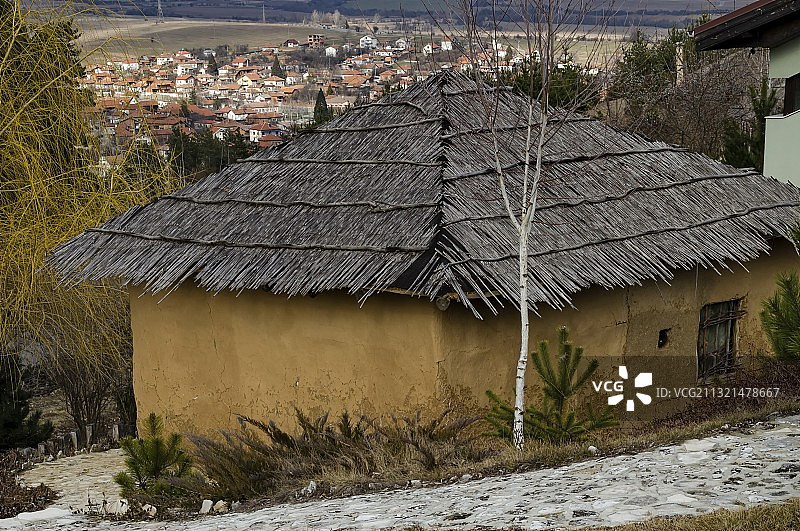 保加利亚查夫达尔市的房屋和建筑鸟瞰图图片素材