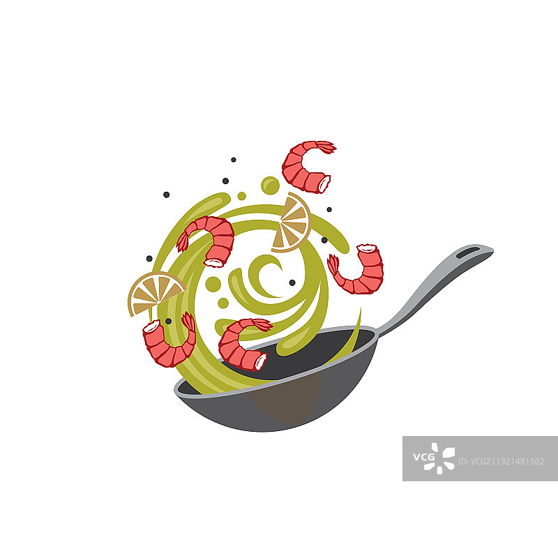 锅里的炸虾图片素材