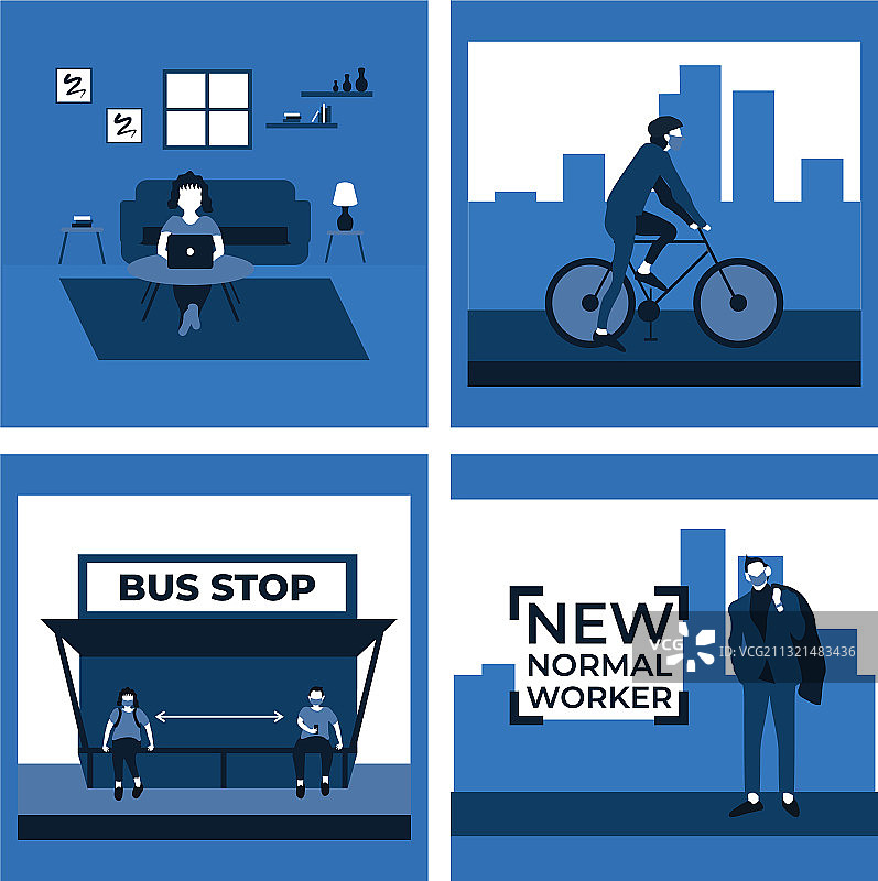 新常态活动双色扁平设计图片素材