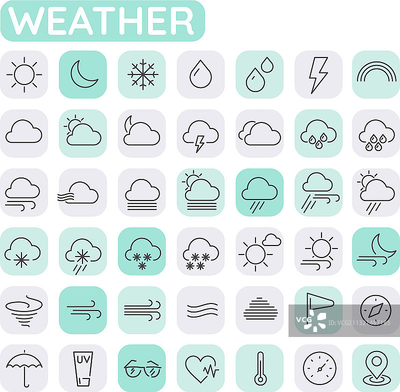 天气和气象时尚线条细图标图片素材