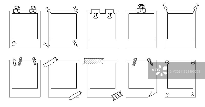 宝丽来相框线条备忘录信息图片素材