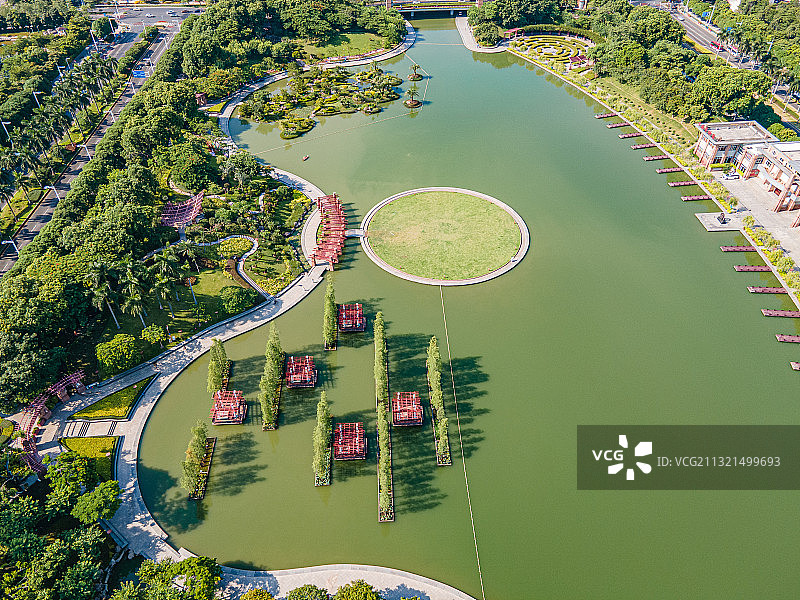 航拍航拍中国广东佛山南海千灯湖公园图片素材