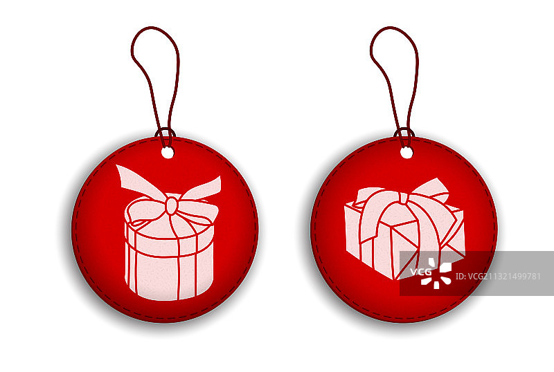 带节日礼物的红色标签折扣标签合集图片素材