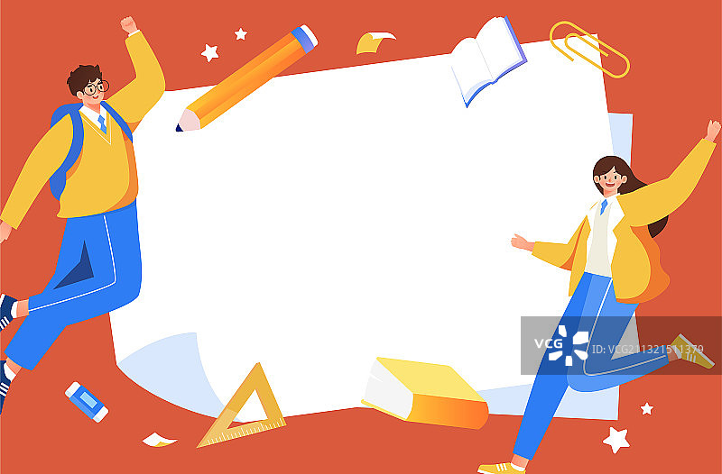 学生开学季公告插画图片素材