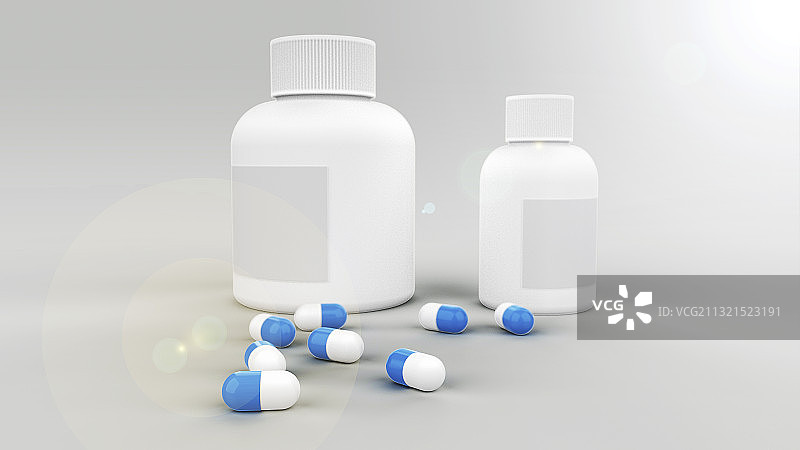 治疗疾病的胶囊和药瓶图片素材