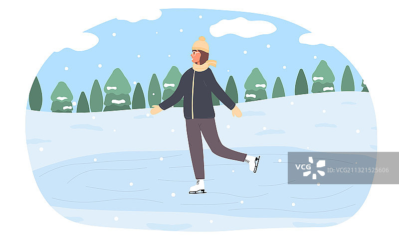 在溜冰场上溜冰的年轻可爱女孩图片素材